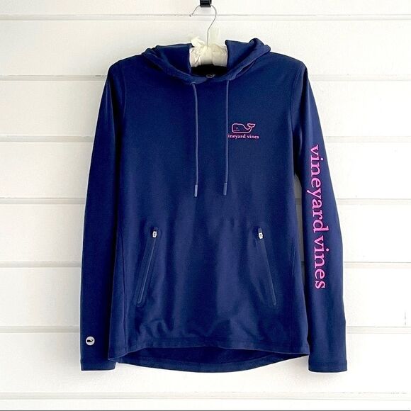 Vineyard Vines Performance Deep Bay Whale Hoodie Long Sleeve Tee Navy XXS - Picture 1 of 8
